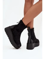 Dámské kotníkové boty na platformě Vinceza 58596 Černé