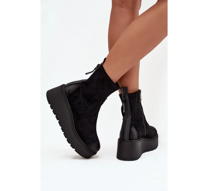 Dámské kotníkové boty na platformě Vinceza 58596 Černé
