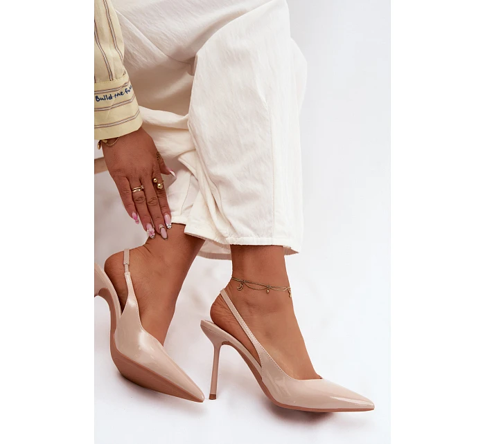 Lakované Lodičky Sandály Z Kůže Béžové model 22122736 - Boto