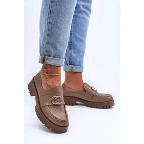 Dámské kožené polobotky s ozdobou tmavě béžové Rosefalls