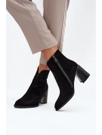 Dámské kotníkové boty Vinceza na sloupku s tlačeným vzorem – černé Dámské kotníkové boty Vinceza na sloupku s tlačeným vzorem – černé