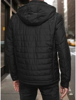 Pánská přechodná prošívaná bunda s kapucí černá FashionStreet TX5003 Pánská přechodná prošívaná bunda s kapucí černá FashionStreet TX5003