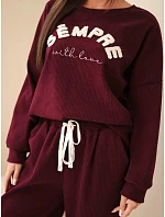 Dámský model 22353125 komplet s mikinou a tepláky jogger bordó - K-Fashion Dámský model 22353125 komplet s mikinou a tepláky jogger bordó - K-Fashion