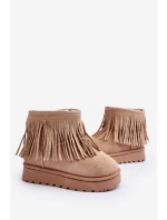 Ocieplené Botky Sněžky Dětské Se Zdobnými Frézami Bežové Nimia