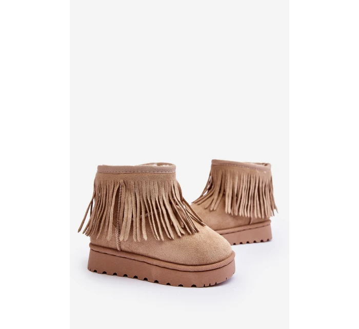 Ocieplené Botky Sněžky Dětské Se Zdobnými Frézami Bežové Nimia