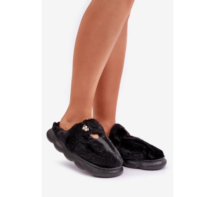 Kožené Pantofle S Malou Broží Černé Primaria Kožené Pantofle S Malou Broží Černé Primaria