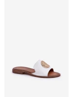 Kožené Pantofle S Dekorací Na Plochém Podpatku Bílé Zazoo model 21682298 - Boto Kožené Pantofle S Dekorací Na Plochém Podpatku Bílé Zazoo model 21682298 - Boto