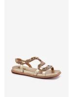 Dámské sandály se zdobením eko kůže  zlaté model 21693435 - Artiker