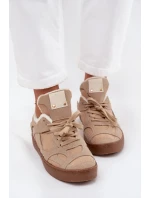 Dámské tenisky na platformě s vyteplením s kožešinou béžové Solvia Dámské tenisky na platformě s vyteplením s kožešinou béžové Solvia