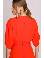 Kombinéza se širokými nohavicemi a výstřihem korálová model 20966139 - STYLOVE Kombinéza se širokými nohavicemi a výstřihem korálová model 20966139 - STYLOVE