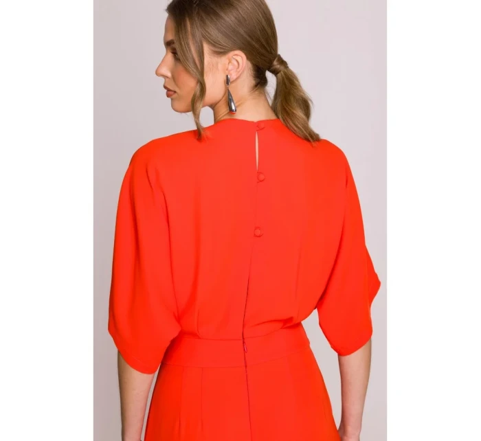 Kombinéza se širokými nohavicemi a výstřihem korálová model 20966139 - STYLOVE Kombinéza se širokými nohavicemi a výstřihem korálová model 20966139 - STYLOVE