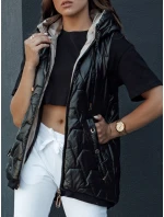 Dámská prošívaná vesta s kapucí GLITZY černá FashionStreet TY4447