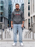 Pánská mikina s kapucí a kapsou na hrudi s potiskem, tmavě šedá, FashionStreet NX5150BX Pánská mikina s kapucí a kapsou na hrudi s potiskem, tmavě šedá, FashionStreet NX5150BX