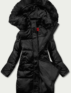 Černá dámská zimní bunda z ekologické kůže (TY038-1)