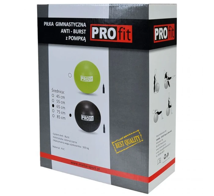 Gymnastický míč PROfit 85 cm černý s pumpičkou DK2102