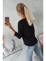 Halenka s 3D grafikou ptáka černá Halenka s 3D grafikou ptáka černá