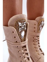 kožené workery s ozdobou Bežové model 21635088 - Boto kožené workery s ozdobou Bežové model 21635088 - Boto