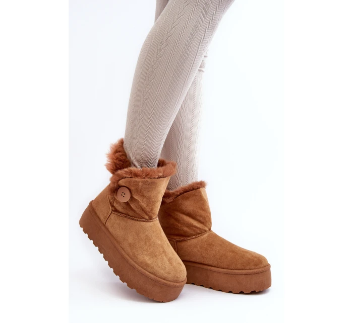 Dámské sněžné boty s platformou s kožešinou Camel Wikasem Dámské sněžné boty s platformou s kožešinou Camel Wikasem