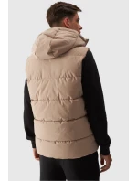 Pánský Péřový Bezrukávník S Kapucí Béžový 4FWAW24TVJAM144-83S