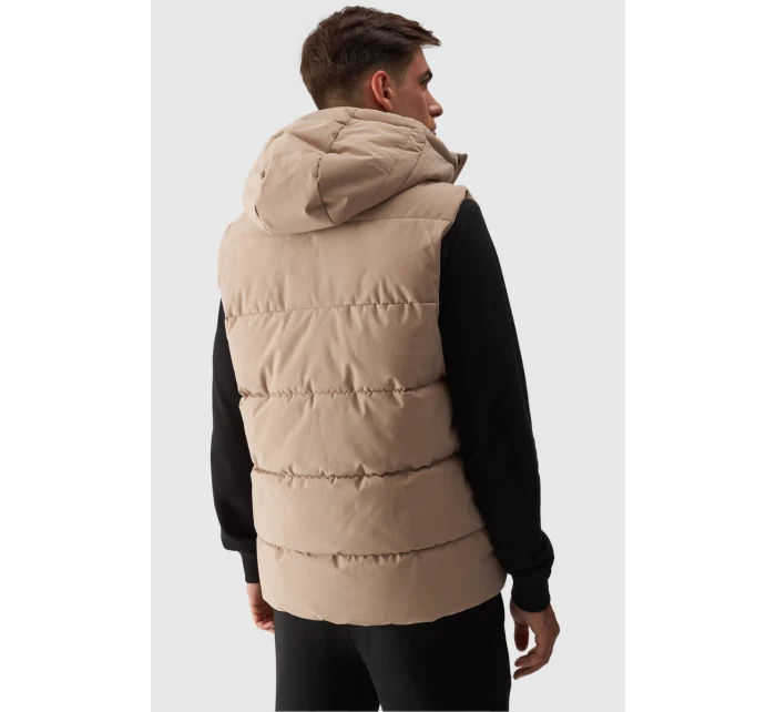 Pánský Péřový Bezrukávník S Kapucí Béžový 4FWAW24TVJAM144-83S