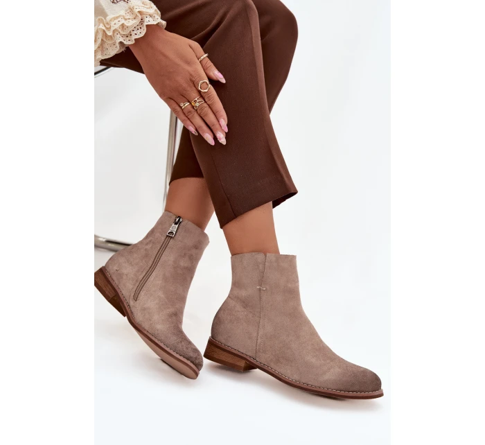 Dámské kotníkové boty na nízkém podpatku Vinceza 39961 béžové