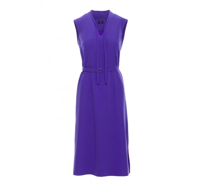 model 21154788 Šaty áčkového střihu s vázáním a výstřihem do V fialové - STYLOVE model 21154788 Šaty áčkového střihu s vázáním a výstřihem do V fialové - STYLOVE