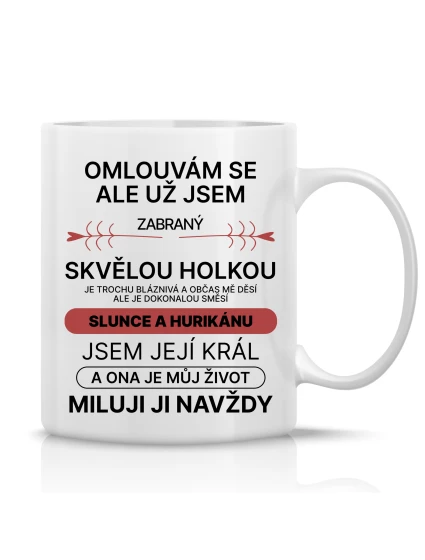 ZABRANÝ SVĚLOU HOLKOU - klasický bílý keramický hrníček 300 ml