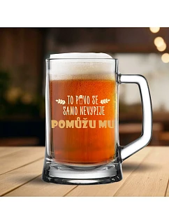 Sklenka TO PIVO SE SAMO NEVYPIJE... POMŮŽU MU - pivní sklenice 0,5 