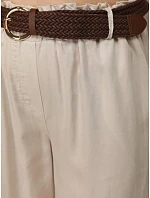 Dámské kalhoty z lyocellu se širokými nohavicemi, béžové, FashionStreet UY3068