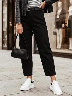 Dámské džíny s vysokým pasem a páskem, střih „balloon fit“, černé, FashionStreet UY3119