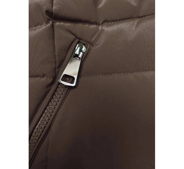 Hnědá péřová dámská zimní bunda model 21246013 - LHD Hnědá péřová dámská zimní bunda model 21246013 - LHD