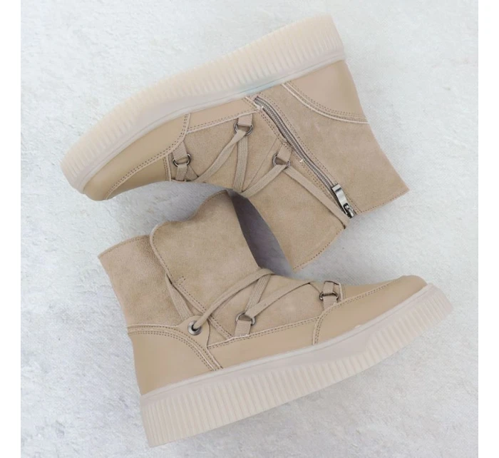 Dámské béžové kožené boty Filippo DBT7162