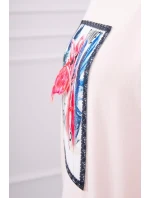 Halenka s 3D grafikou plameňáka pudrově růžová