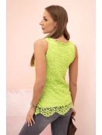 Dámská halenka s krajkou bez rukávů zelený