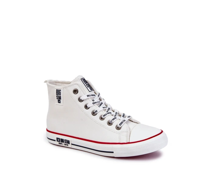 Pánské vysoké zateplené tenisky Big Star KK174345 Bílé Pánské vysoké zateplené tenisky Big Star KK174345 Bílé