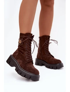 Dámské workery s ozdobným prvkem zateplené čokoládové Ilyane