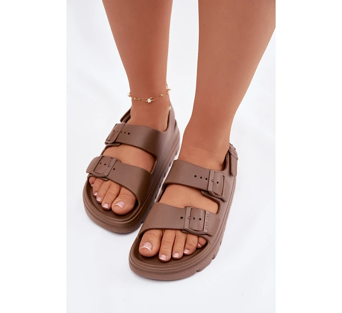 Dámské pěnové sandály na platformě Big Star TT274A035 hnědé Dámské pěnové sandály na platformě Big Star TT274A035 hnědé