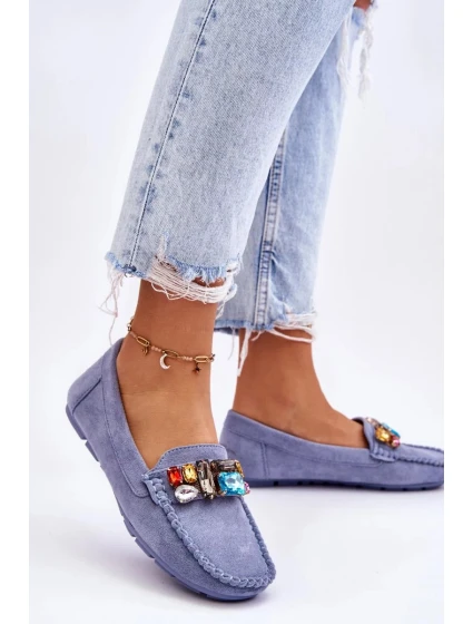 Dámské semišové mokasíny s krystaly Modre Lucille Dámské semišové mokasíny s krystaly Modre Lucille