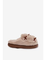 Dámské domácí pantofle s kožíškem a mašličkami – béžové Saviera Dámské domácí pantofle s kožíškem a mašličkami – béžové Saviera