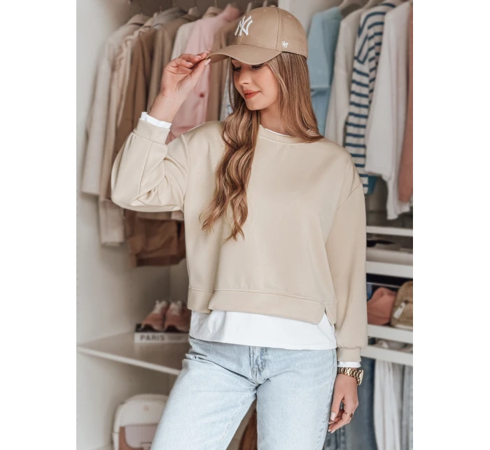 LUZZIO dámská oversize mikina světle béžová FashionStreet BY1384