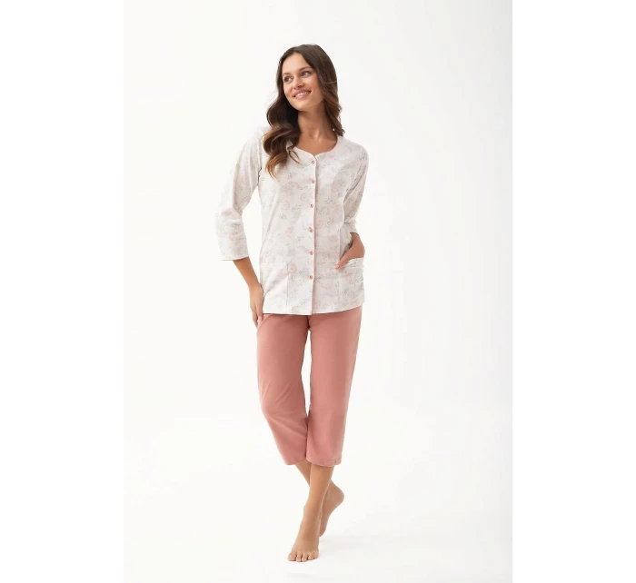 Pyžamo Luna 668 3/4 4XL L24 dámské rozepínací