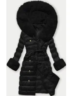 Černý dámský péřový kabát se zapínáním na knoflíky model 21248466 - J.STYLE