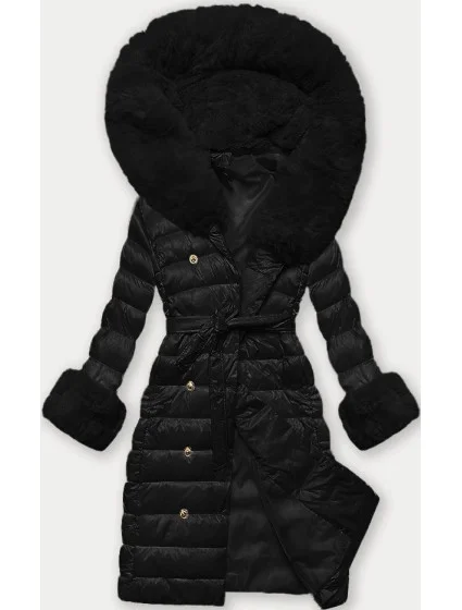 Černý dámský péřový kabát se zapínáním na knoflíky model 21248466 - J.STYLE