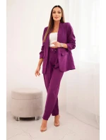 Elegantní souprava saka a kalhot tmavě fialová Elegantní souprava saka a kalhot tmavě fialová