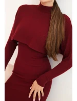 Dámský komplet viskózový top s šaty bordový