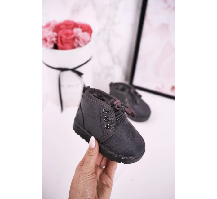 Dívčí šněrovací Sněhové Boty S Kožešinou Šedé model 21545073 - Boto