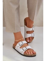 pantofle na korkové podrážce s přezkami světle šedé model 21685392 - Boto pantofle na korkové podrážce s přezkami světle šedé model 21685392 - Boto