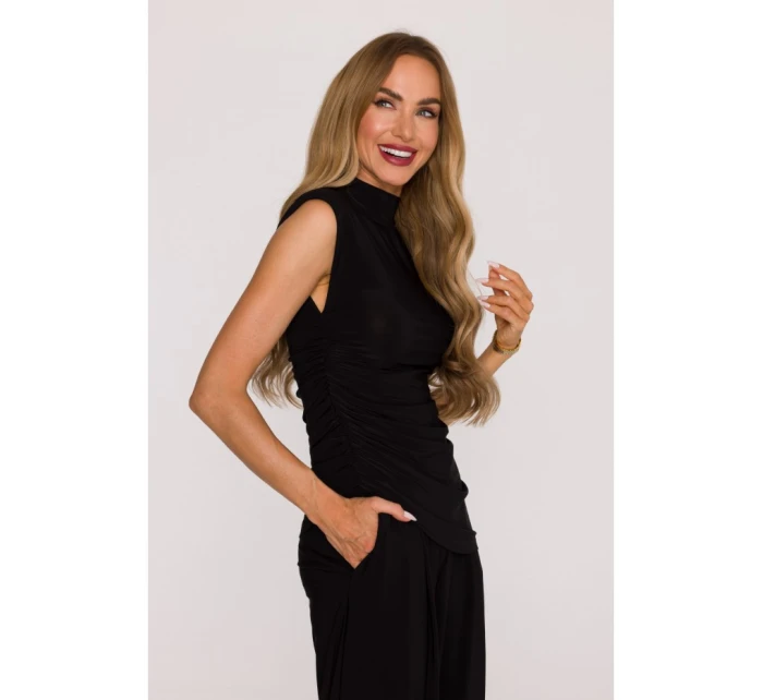 M890 Souprava s projmutým topem a širokými kalhotami - černá M890 Souprava s projmutým topem a širokými kalhotami - černá