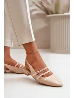 Lakované Baleríny S Pásky Na Nízkém Podpatku Béžové model 20505409 - Kesi