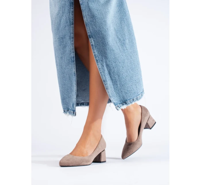 Trendy lodičky dámské hnědé na širokém podpatku Trendy lodičky dámské hnědé na širokém podpatku